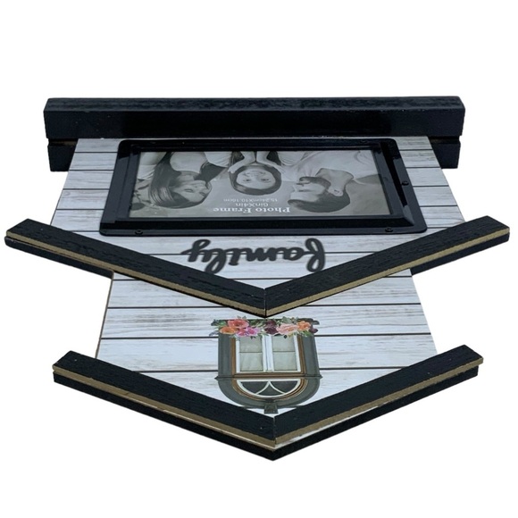 Photo Picture Frame Freestanding House Shape Modern Farmhouse Black White 4x6 - Picture 7 of 16